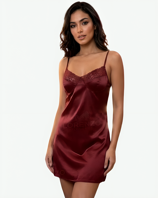 atin Nightgown with Elegant Lace Trim V-Neckline
