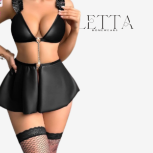 Bold Faux Leather Lingerie Set