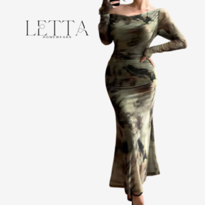 Elegant Marble Print Long Dress