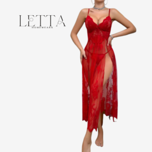 Sheer Floral Embroidery with Ultra-High Slit