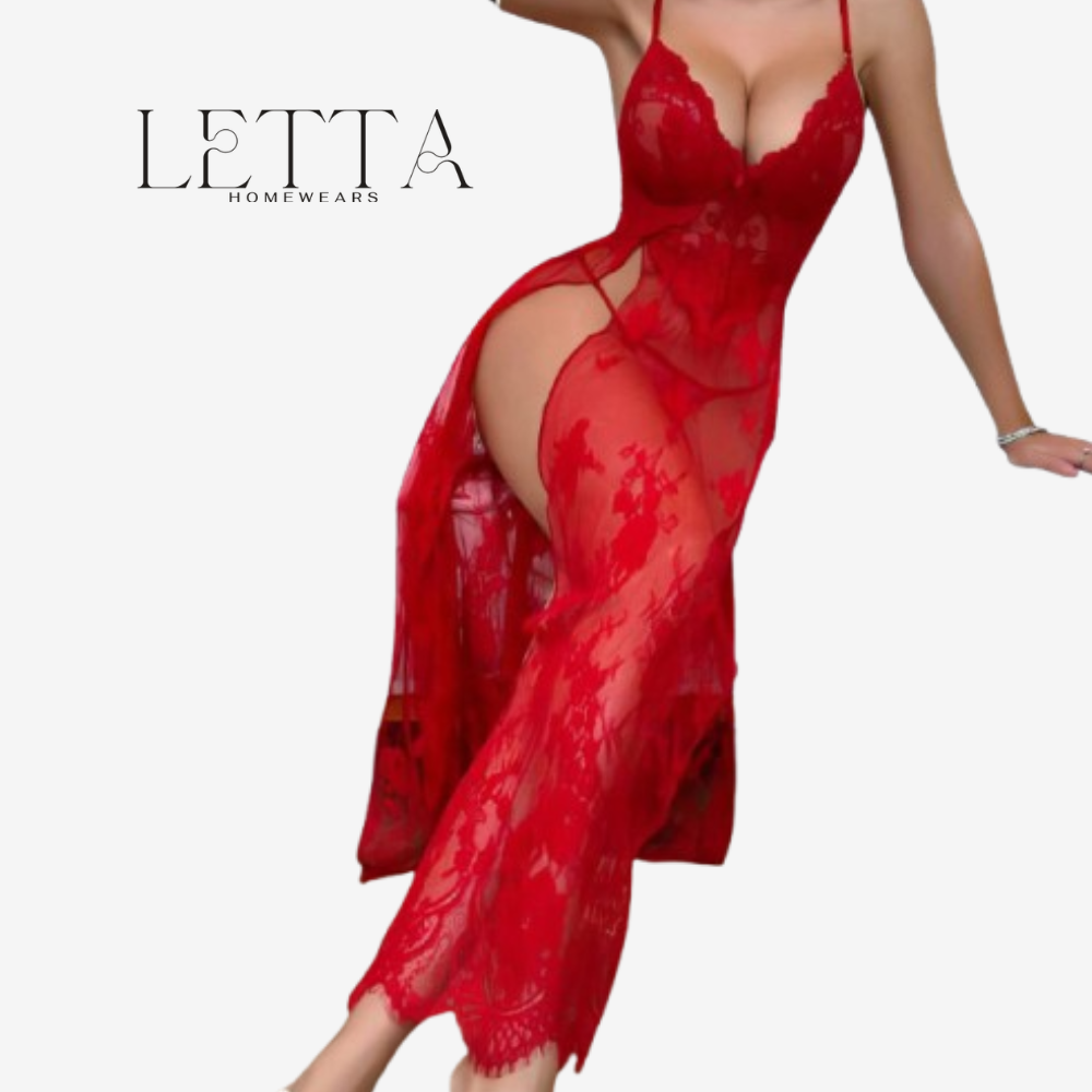 Sheer Floral Embroidery with Ultra-High Slit - Image 2