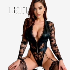 Seductive Faux Leather & Floral Lace Teddy