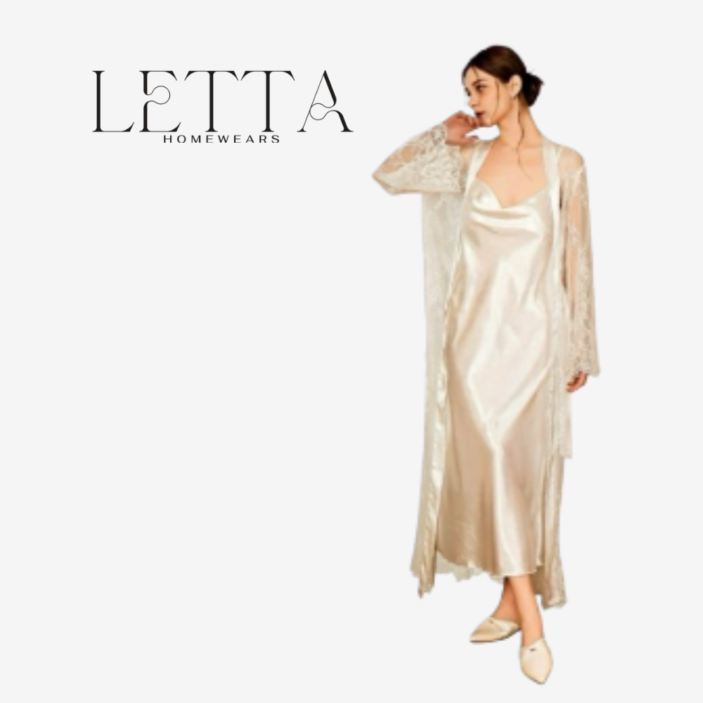 Pearl Silk-Satin Gown Set