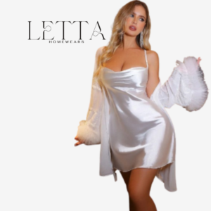 Glittering Satin & Sheer Tulle Nightie Set