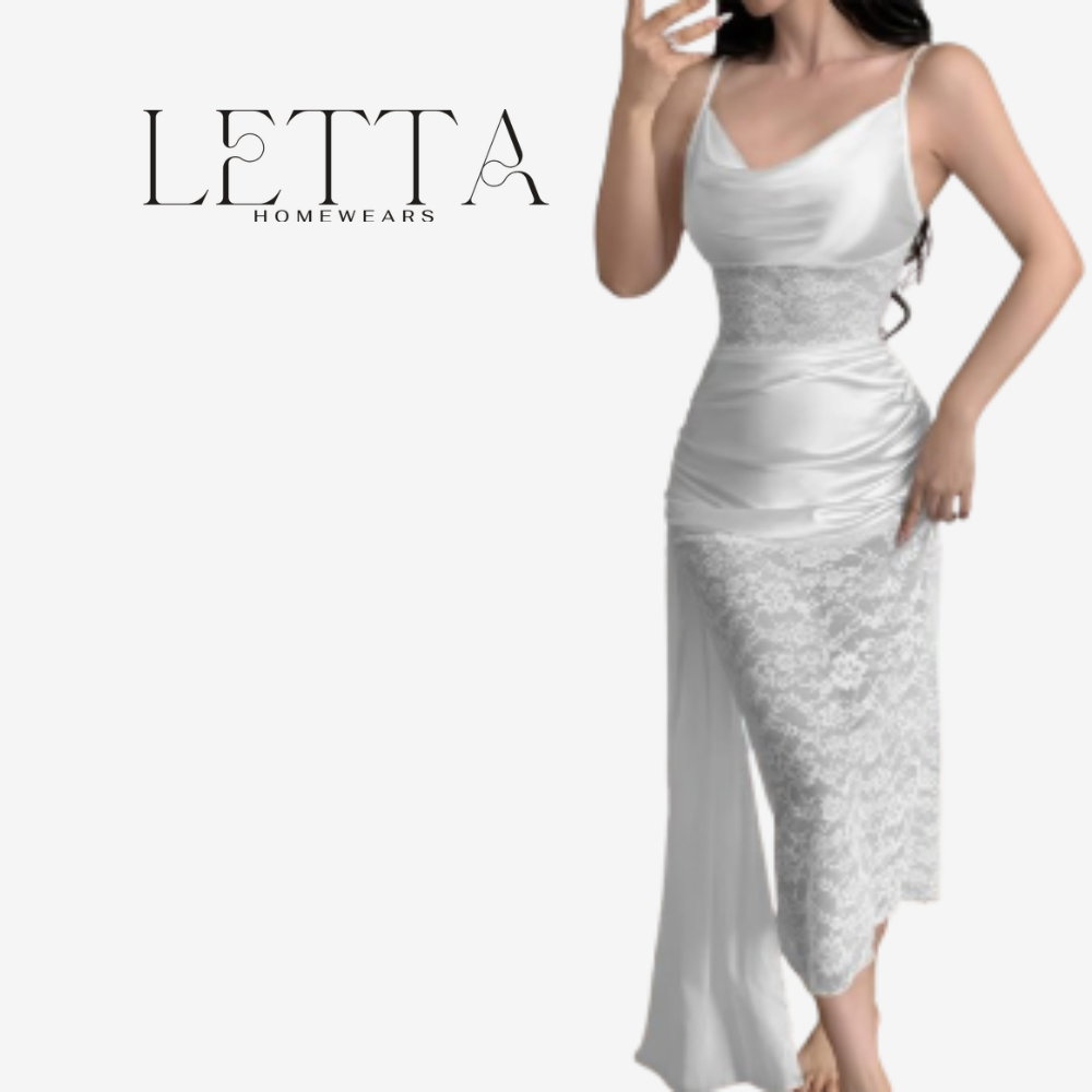 Midnight Black Lace-Panel Chemise