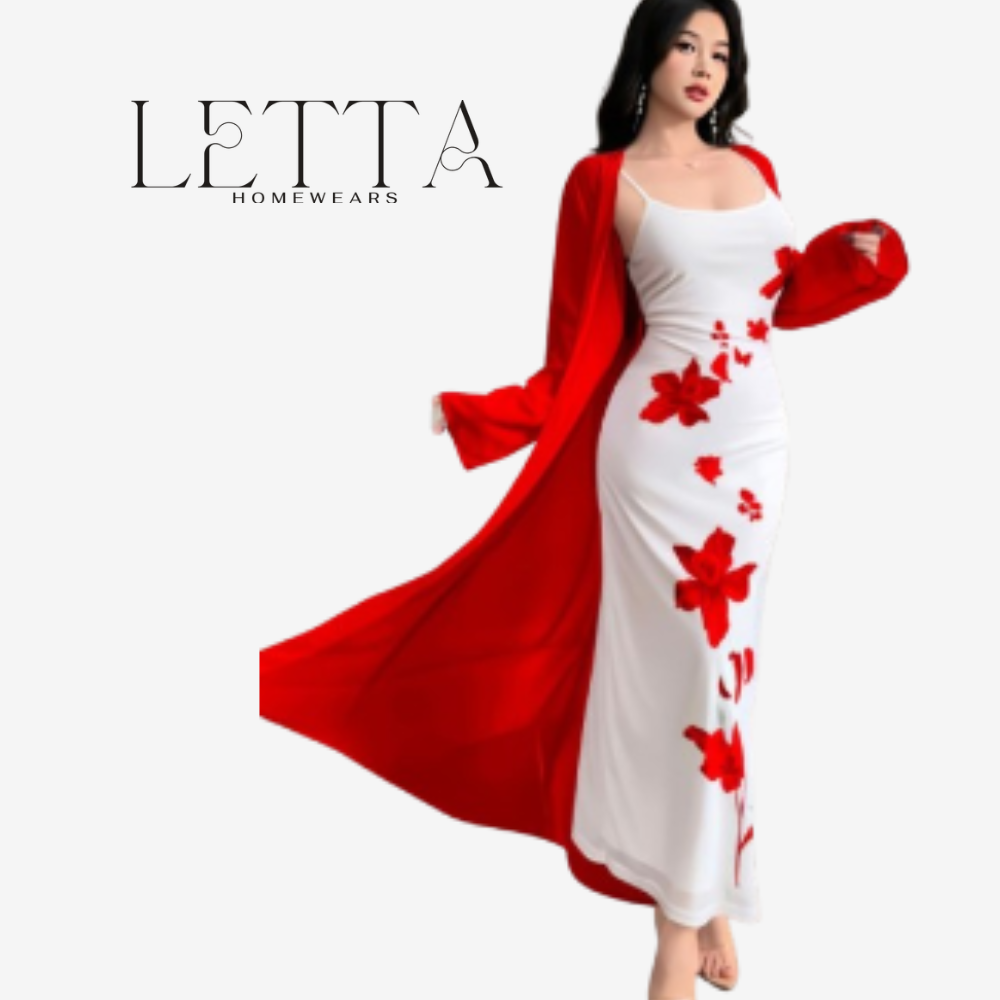 Premium Zebda Fabric 2-Piece Nightgown & Robe Set